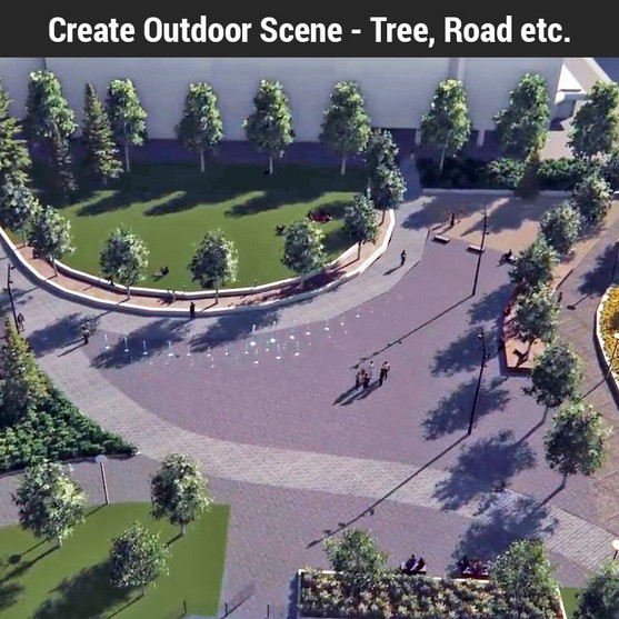 Create Outdoor Scene - Tree, Road
